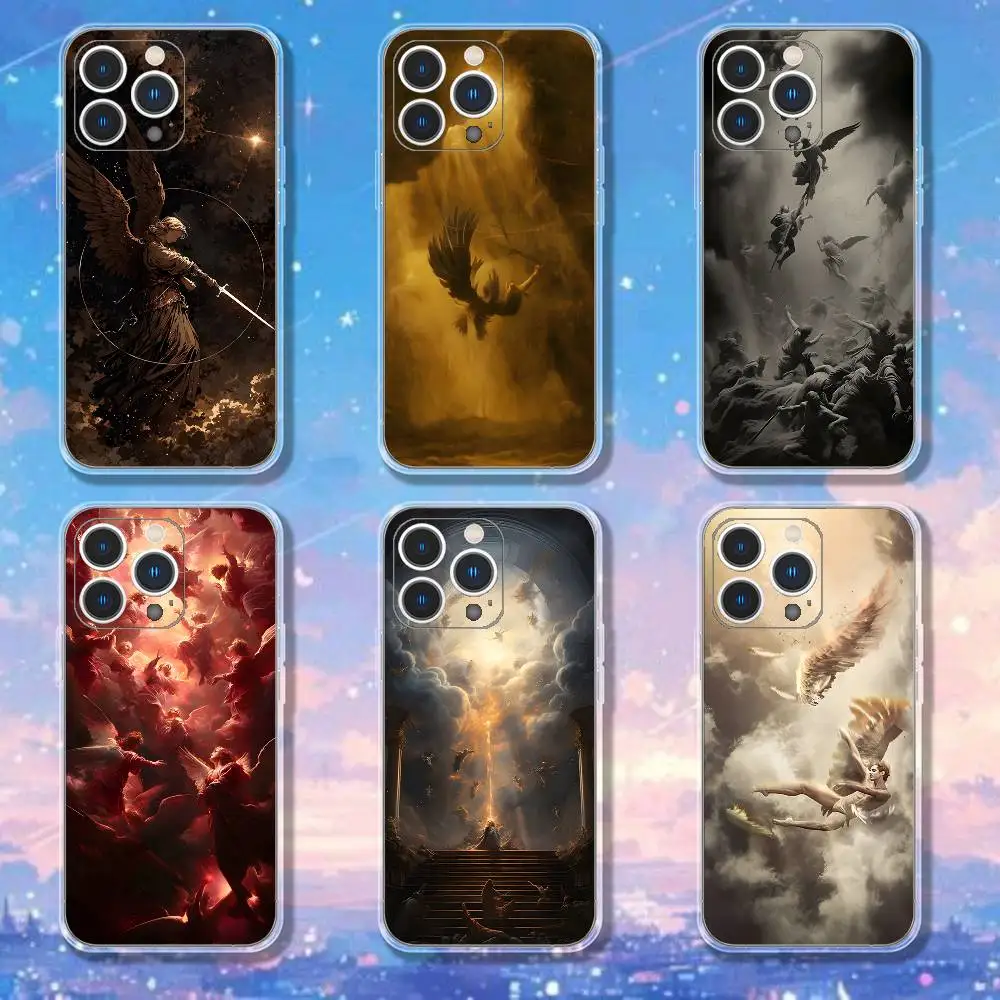 

The Fallen Painting Angel Phone Case For iPhone 17,16,15,14,13,12,11 Pro,Max,Plus,X,XS,XR,SE4,E Mini Transparent Soft Cover