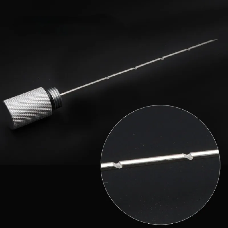 1PC Stainless Steel Double-ended Cigar with Serrated Needle Light Cigar Pick Dredge Drill Type Smoke Ventilator