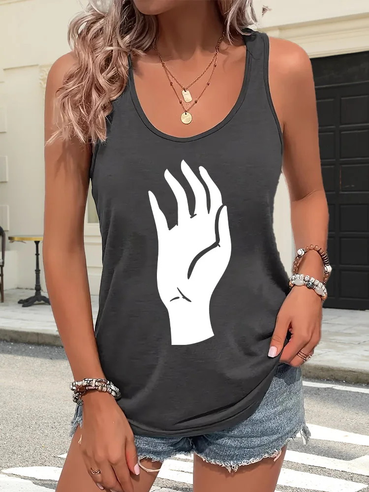 

A Hand Women's Boho Printed Tank Top Sleeveless Casual Loose Fit Summer Vest