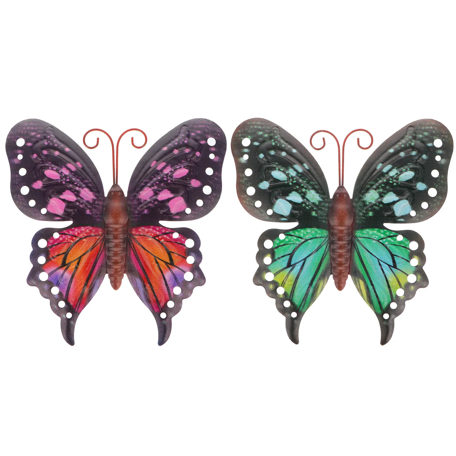 2Pcs Iron Decor Retro Iron Butterflies naments Wall Hanging naments Home Garden Decoration Wrought Art