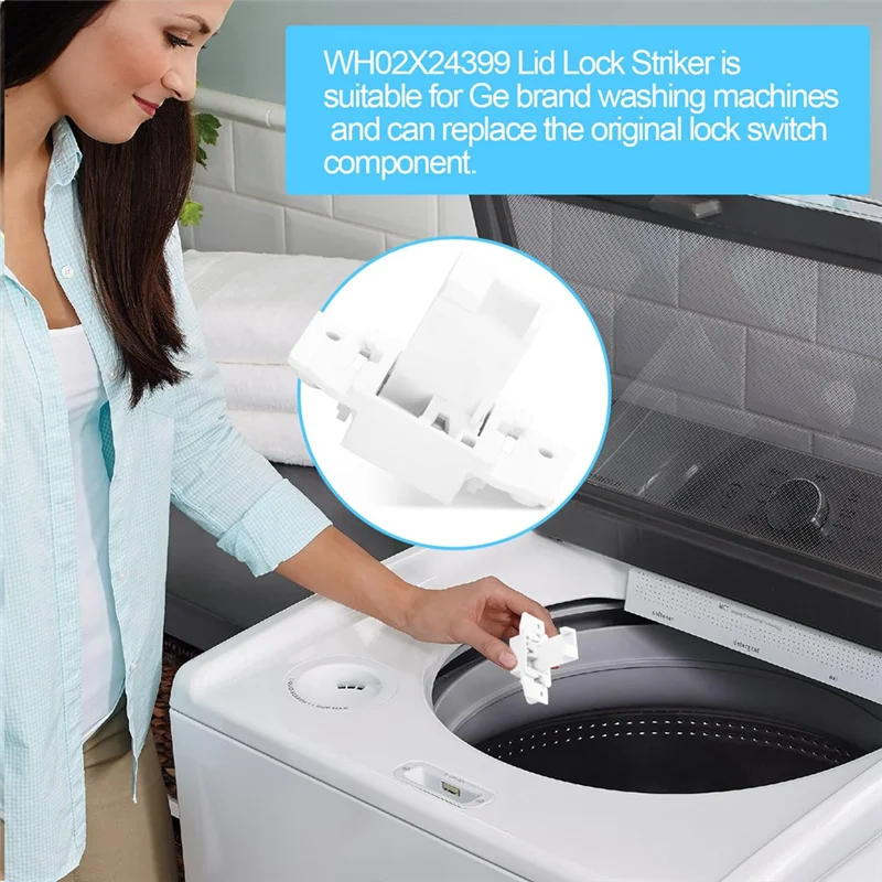 ABUD-WH02X24399 44555158 Washer Lid Lock Striker Replacement AP5999576 For GE And Hotpoint Washing Machine Cover Lock Switch