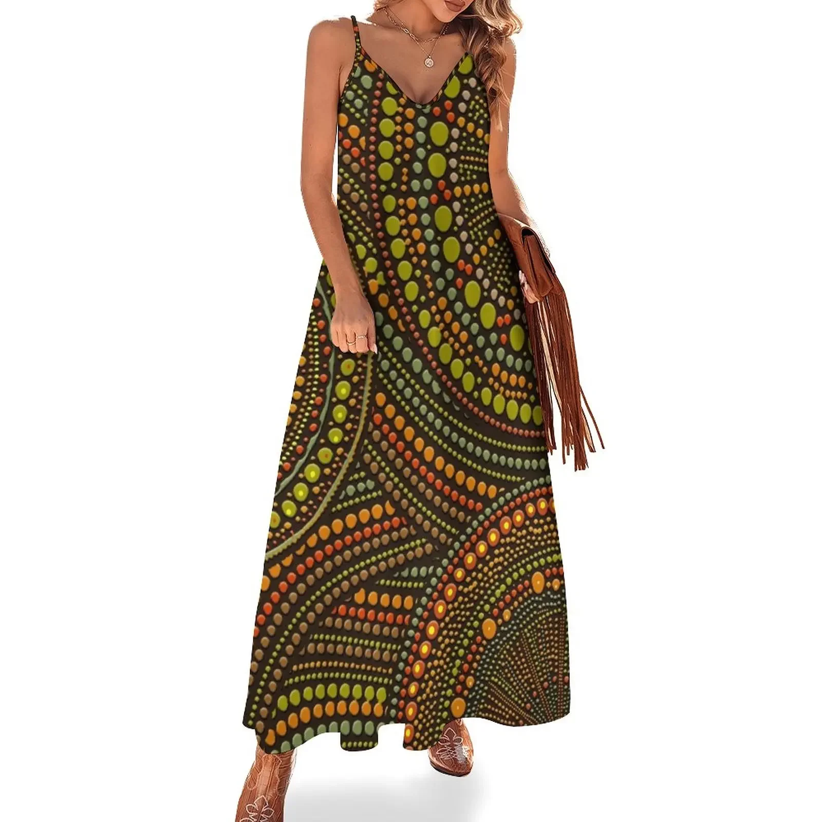 

Dot Art Circles Aboriginal Art #2 Sleeveless Dress women party dresses dress dresses for womens