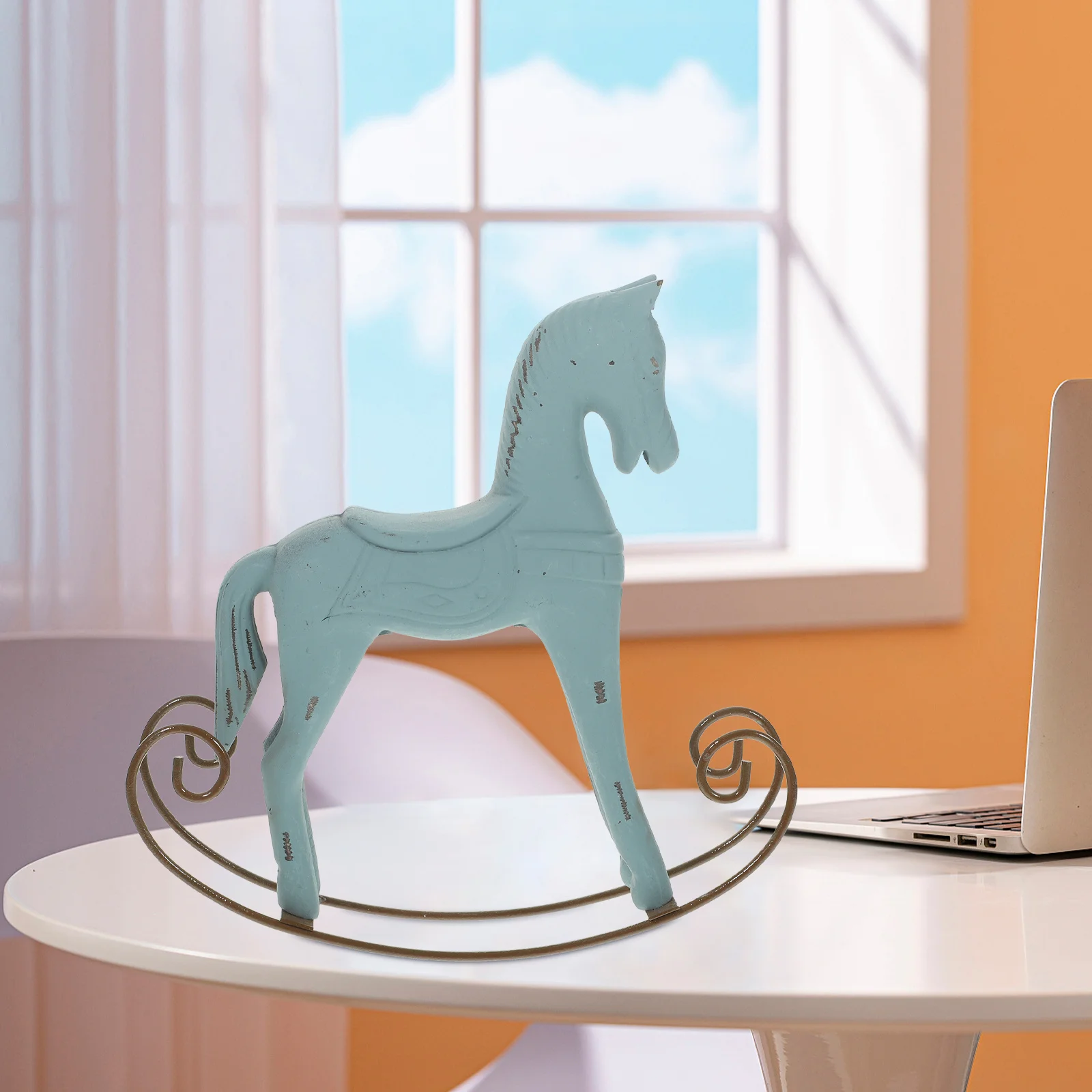 

Wooden Horse Tabletop Ornament Painted Nordic Style Desktop Decoration Xmas Wood Craft Horse Statue Desktop Ornament