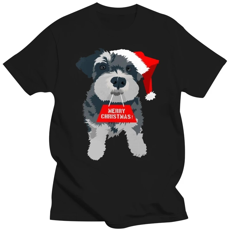 Uomo Su Ordinazione Di Natale In Miniatura Schnauzer Cappello da Babbo Natale T Shirt Per Unisex Divertente