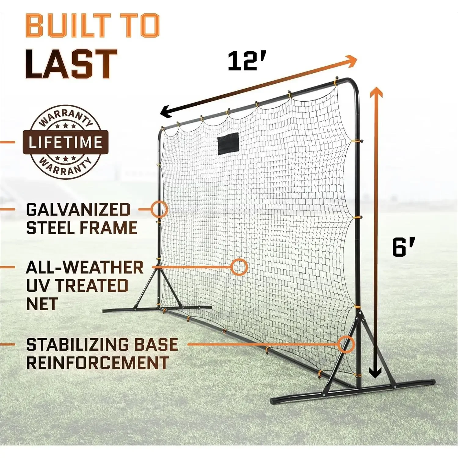 Soccer Rebounder Net 6x12 Feet Practice Soccer Training Equipment | Portable, Easy Assembly, Steel Frame Perfect for Practicing