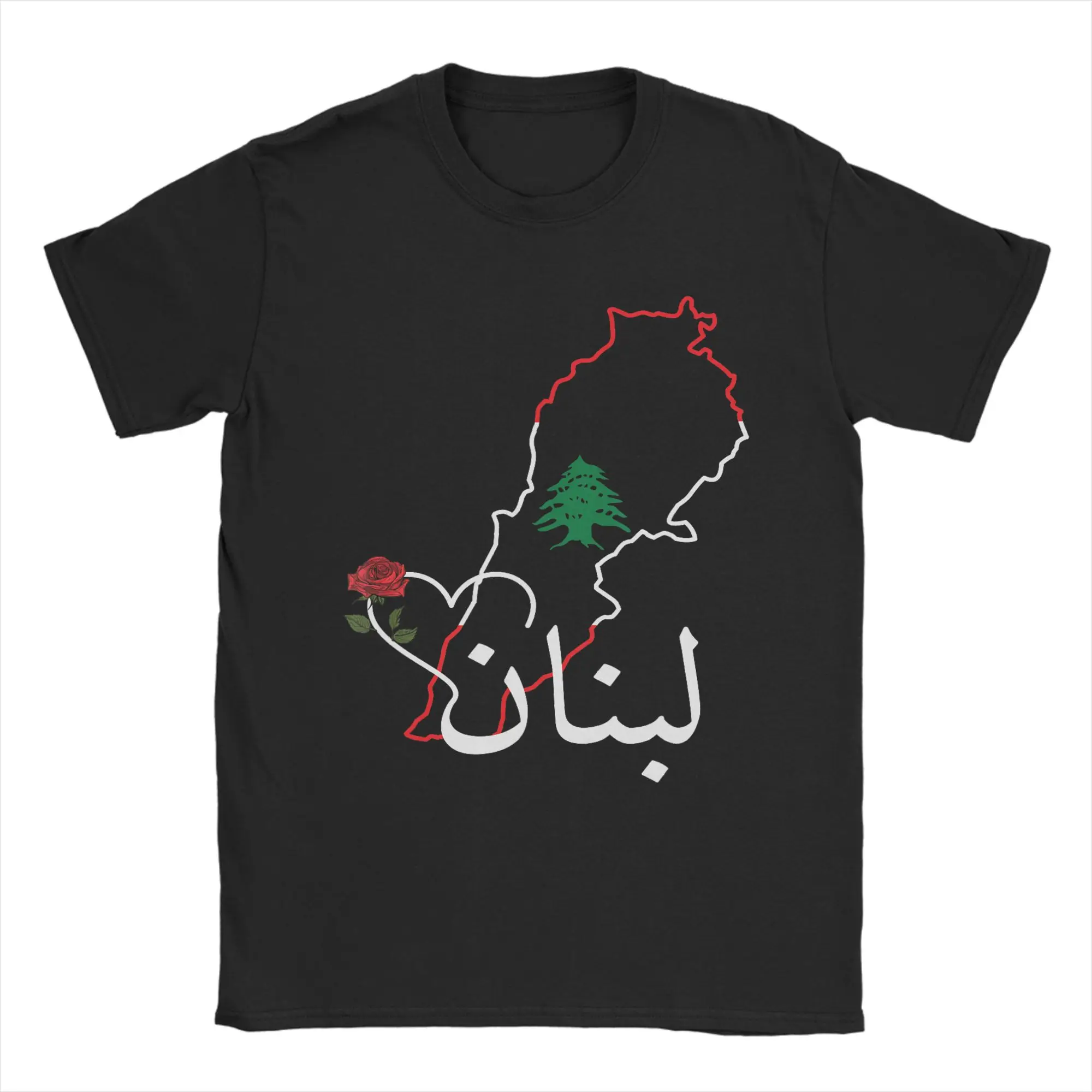 Men Lebanon Flag Map Beirut   Cedar Tree T Shirts  100% Cotton Clothing Summer Aesthetic Short Sleeve T-Shirt Crewneck