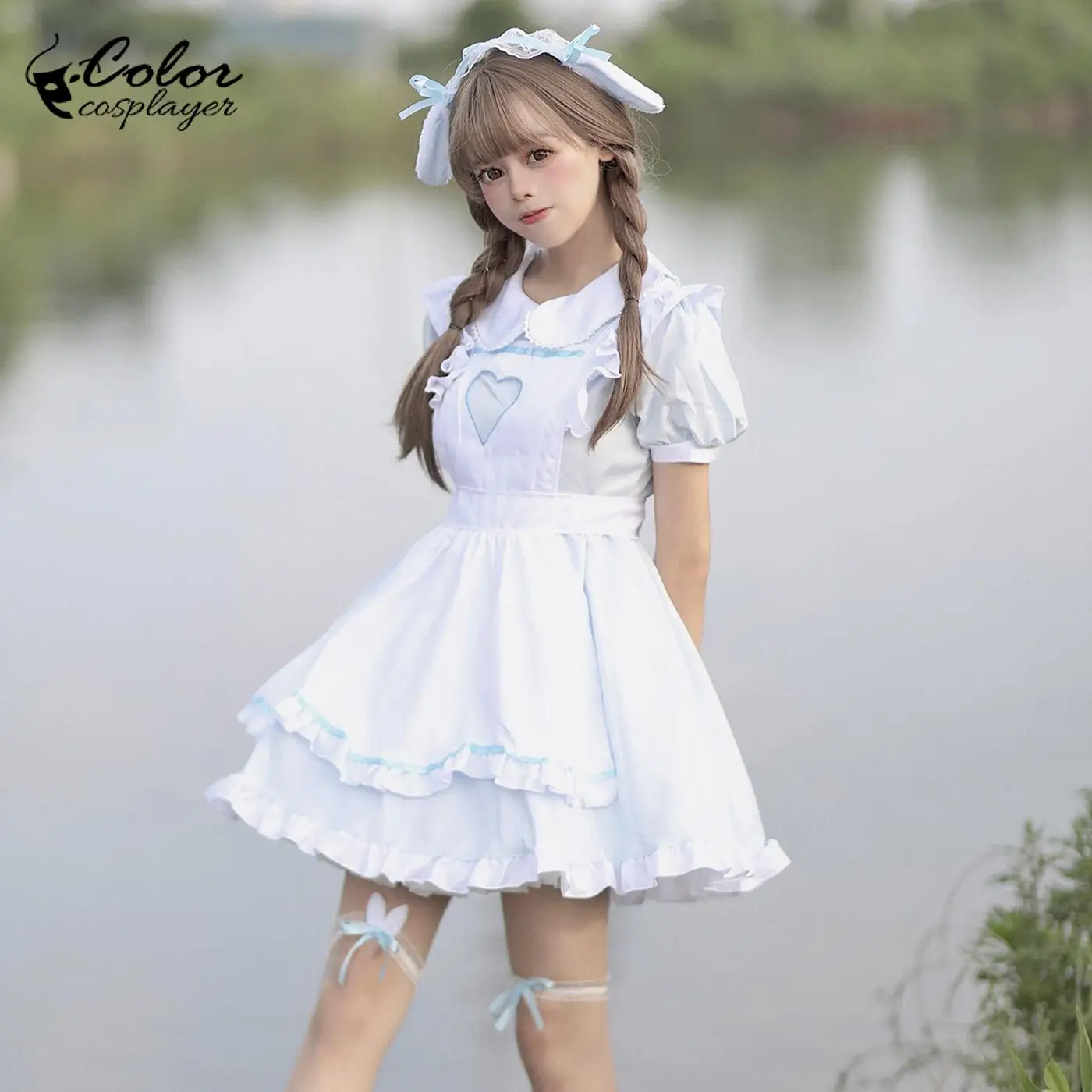 Vestido de Cosplay Lolita de manga corta para mujer, trajes de sirvienta Kawaii, disfraz de Halloween, traje de fiesta para niñas, Color