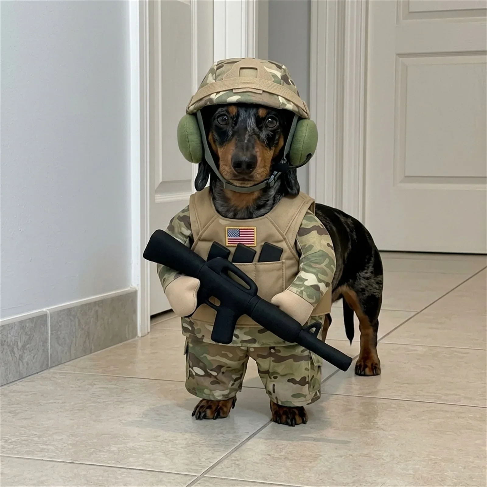 Halloween Pet Soldier Costume for Small Female Dogs & Cats, Funny Pet Cosplay Clothes Outfit Apparel for Puppy Party Dress