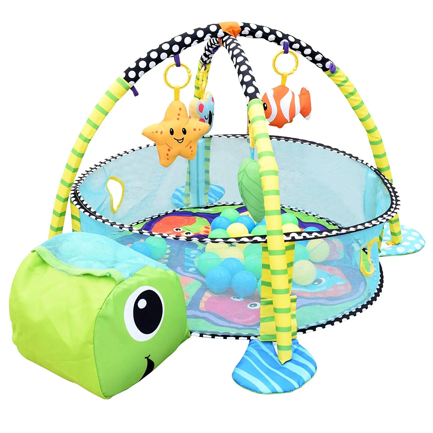 

3-in-1 Baby Play Mat Gym Activity Tent Toy Infant Crawling Play Blanket Turtle Design Ocean Ball Pool for Kids Toys Ideal Gift