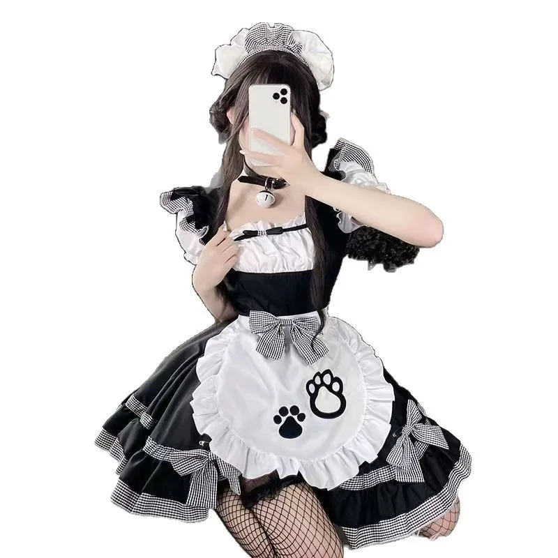 

Cute Cat Ear Japanese Maid Lolita Dress, Sweet Retro Cosplay Costume, Full Matching Suit for Daily Party Stage Show Events