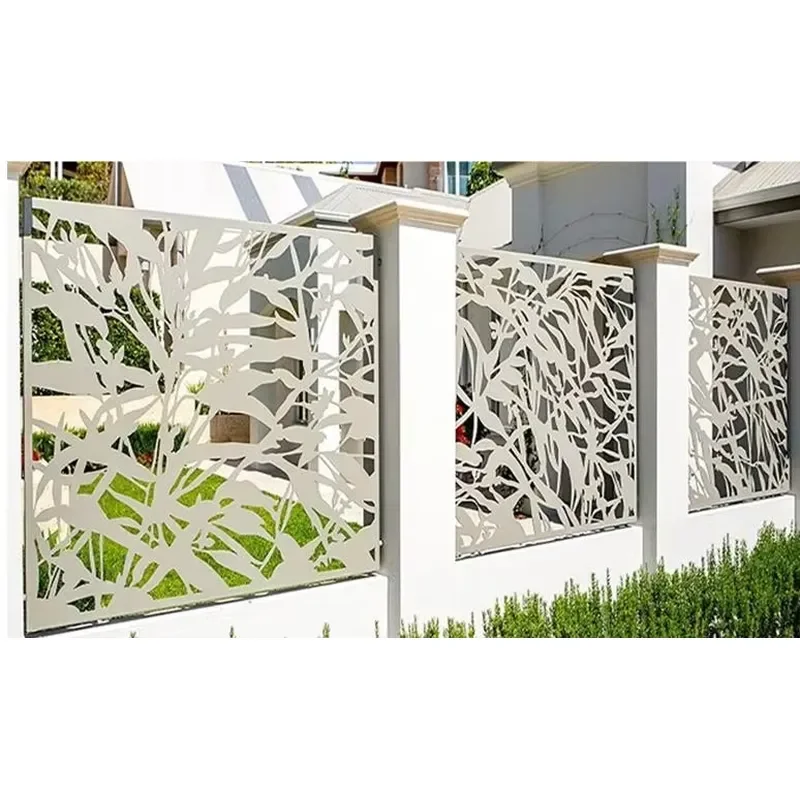 White Powder Coated Iron Frame 4 Panel Partition Room Dividers Folding Privacy Screens Modern Design for Outdoor