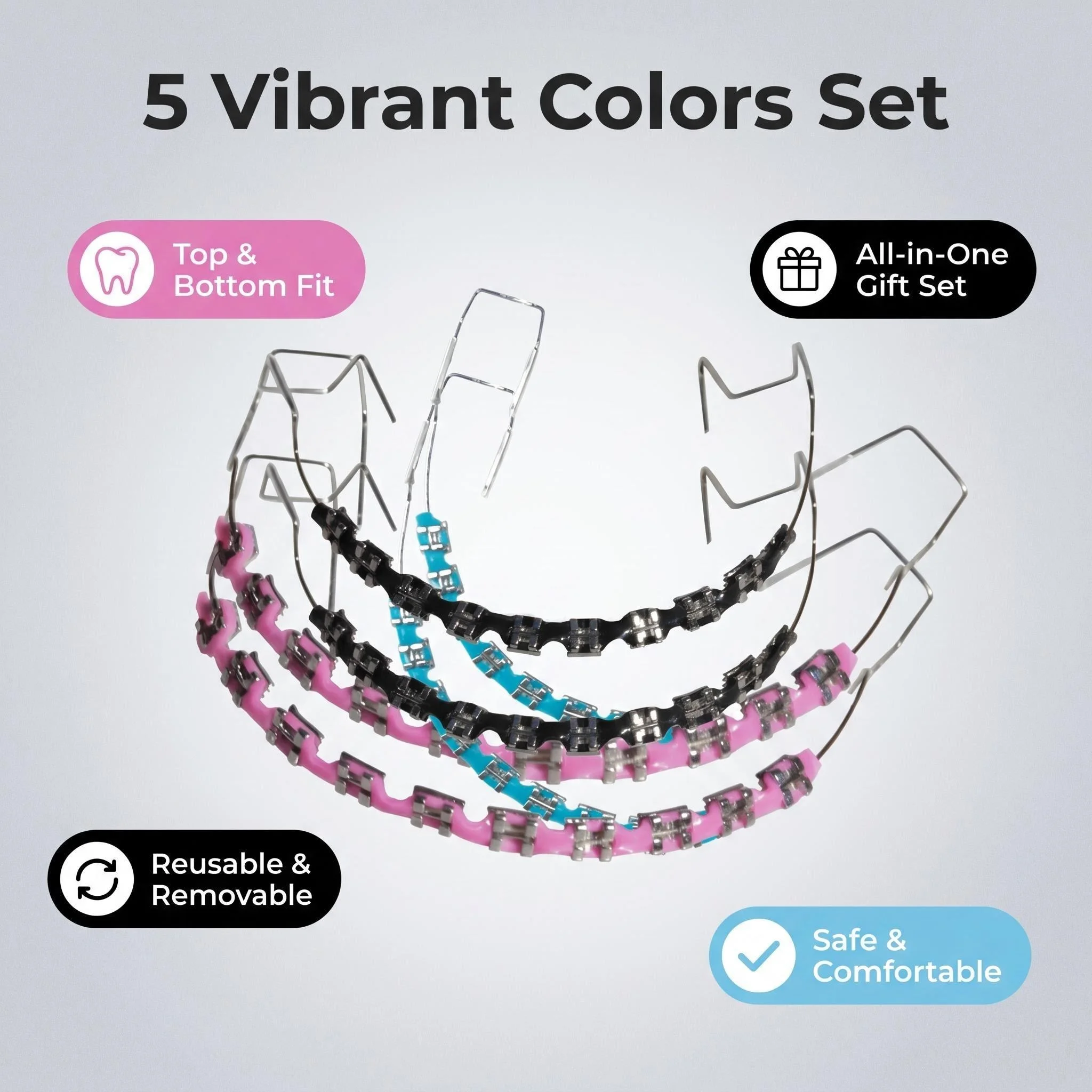

Punk Style Teeth Grillz Combo Kit Removable Colorful Dental Jewelry for Cosplay Halloween
