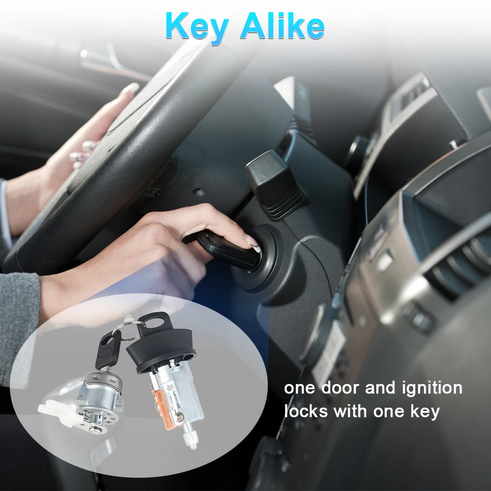 

Door Lock Cylinder Ignition Switch with 2 Keys For Ford F150 F250 F350 Excursion Replacement for LC6177 DL5885 597638 (No Chip)