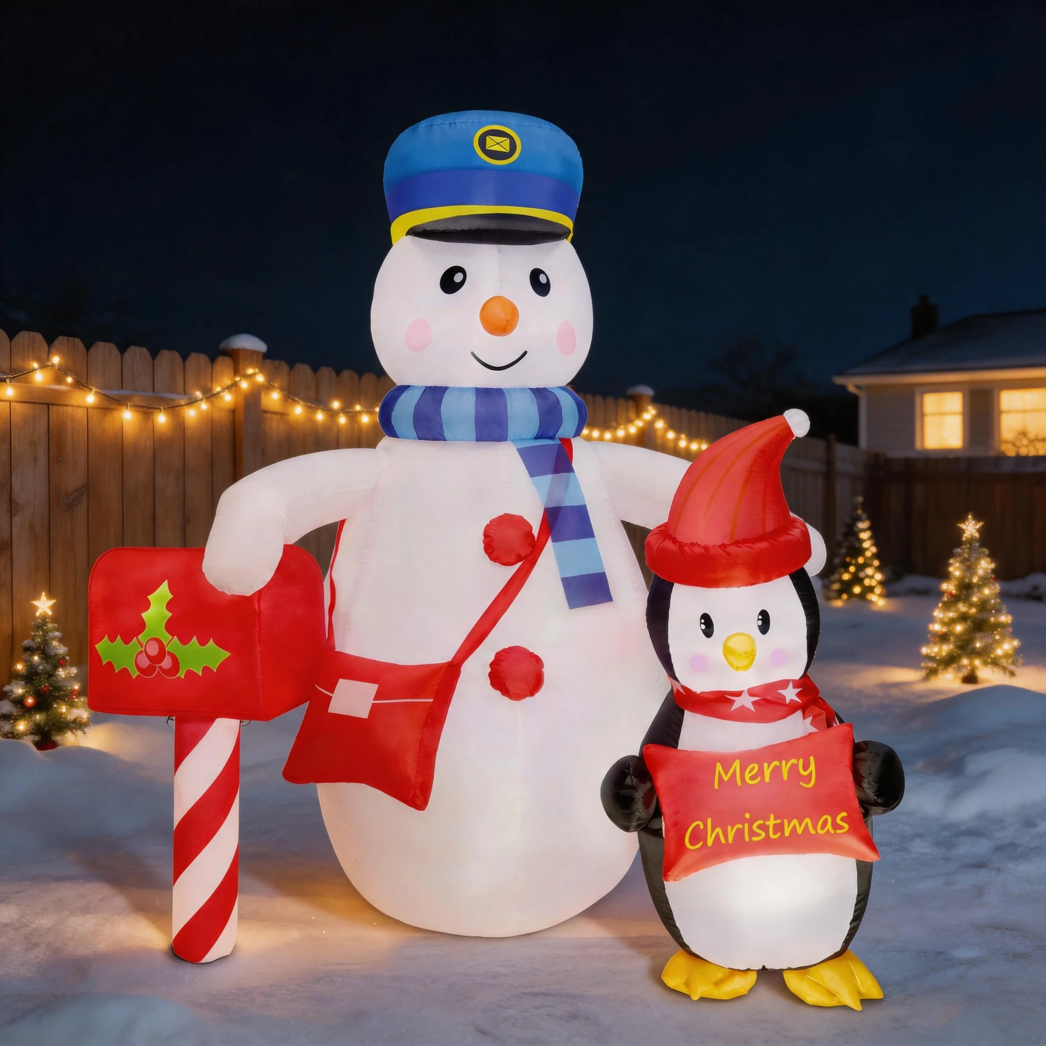 6FT, Inflatable Christmas Post Office Snowman, Suitable For Patio, Lawn, Indoor, And Restaurant Decoration view 6