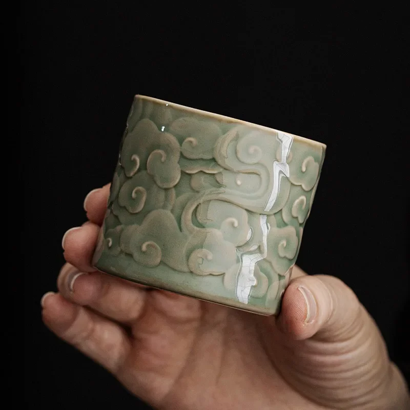 

Yushang Xiangyun Master Cup Single Cup Retro Yue Kiln Celadon Tea Set