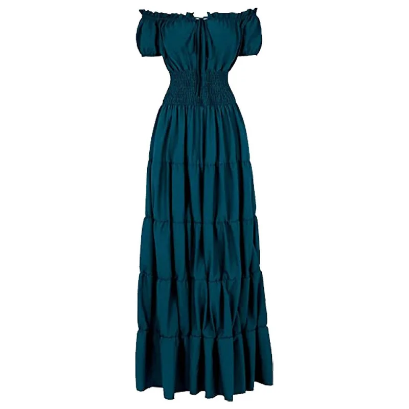 Frauen Renaissance Kostüm mittelalter lichen Vintage Kleid für Frauen Party Hochzeit kurze Ärmel von der Schulter Taille Retro plissiert