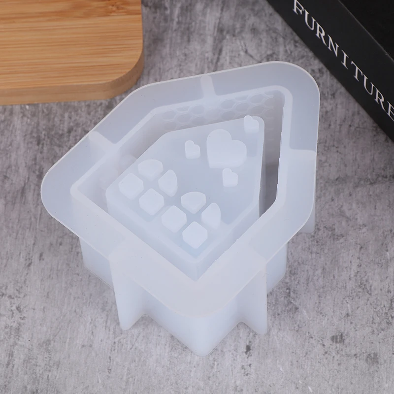 DIY Small House Candle Holder Silicone Mold Candle Base Gypsum Ornament Resin Epoxy Mold Home Crafts Decoration Storage Tools