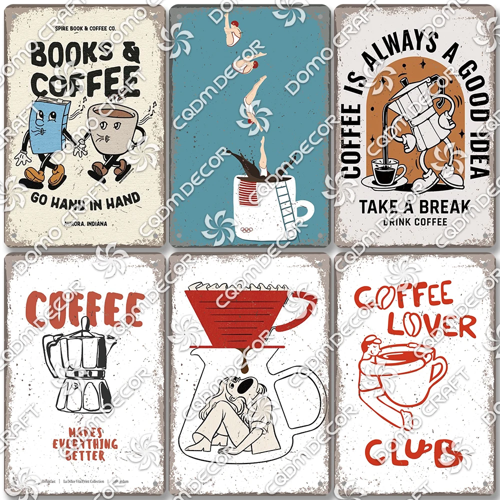 

Vintage Coffee Diver Poster Metal Tin Signs, Espresso Metal Plaque, Wall Art Decor for Coffee Lover Club Cafe Kitchen Home