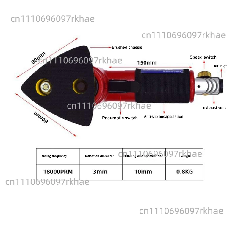18000RPM Furniture Metal Corner Polishing Pneumatic Finger Sanders Reciprocating Air Right Angle Grinder