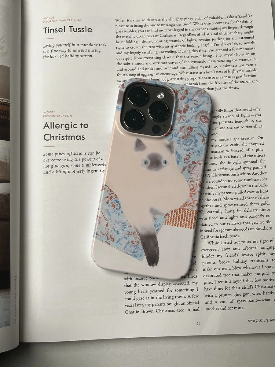 Vintage INS Oil Painting Siamese Cat Artistic Lovely Phone Case for iPhone 17 16 15 14 11 12 13 Pro Max Plus Back Cover