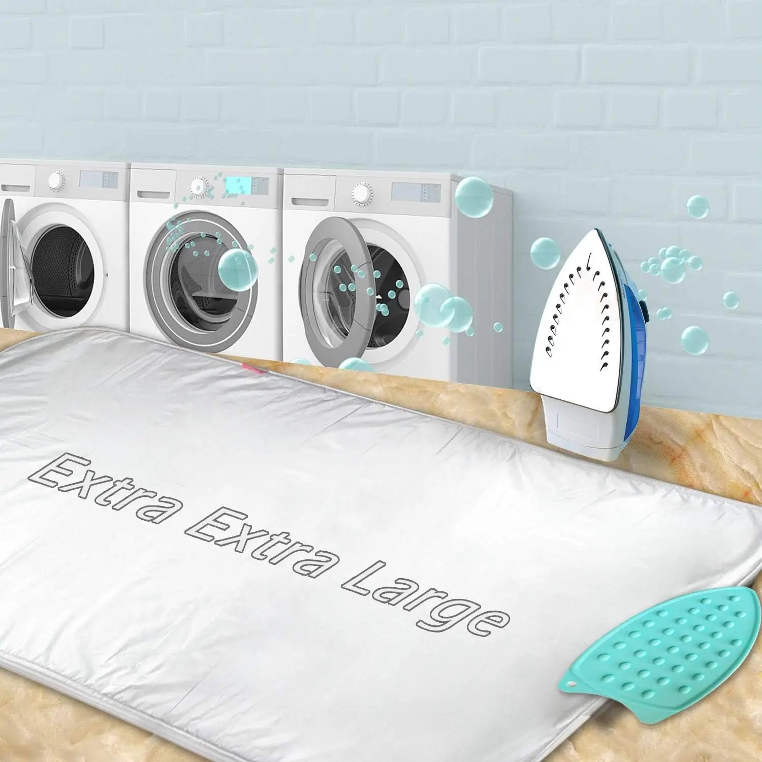 

Thickened Ironing Mat, 32x55 Inch Double-Side Heat Resistant Pad for Table Top and Countertop Use