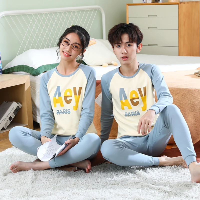 Children's  cotton thermal underwear set girls' pajamas teenagers' Long Johns Boys' middle school students fall and winter