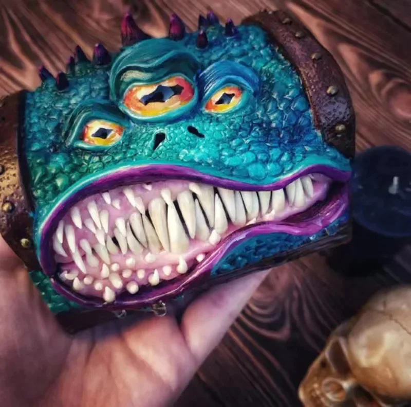 New Dungeon Devil Big Mouth Box Decoration Creative Cartoon 3D Art Resin Dragon Teeth Crocodile Monster Storage Box Collectibles