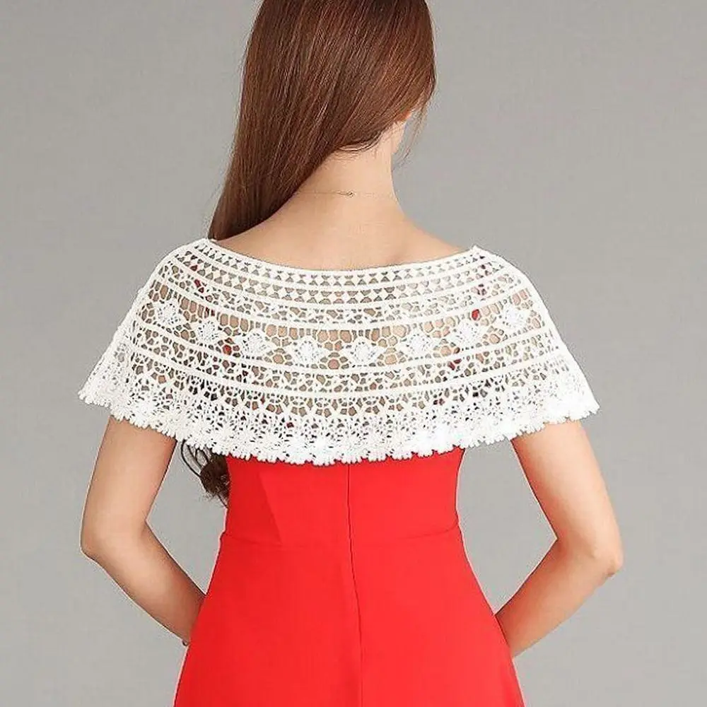 Female Pure Color Lace Shawl Lace Blouse Shoulders Scarf Shrug Cape Poncho Spring Autumn