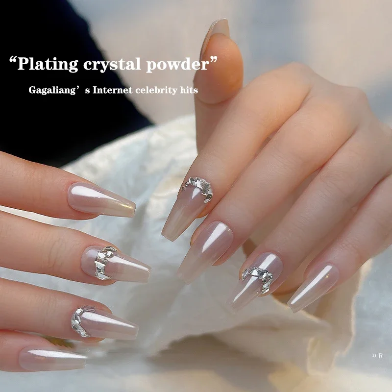 오로라 펄 화이트 네일 글리터 더스트 크롬 문라이트 화이트 러빙 온 파우더 쉘 미러 피그먼트 네일 아트 용품 장식