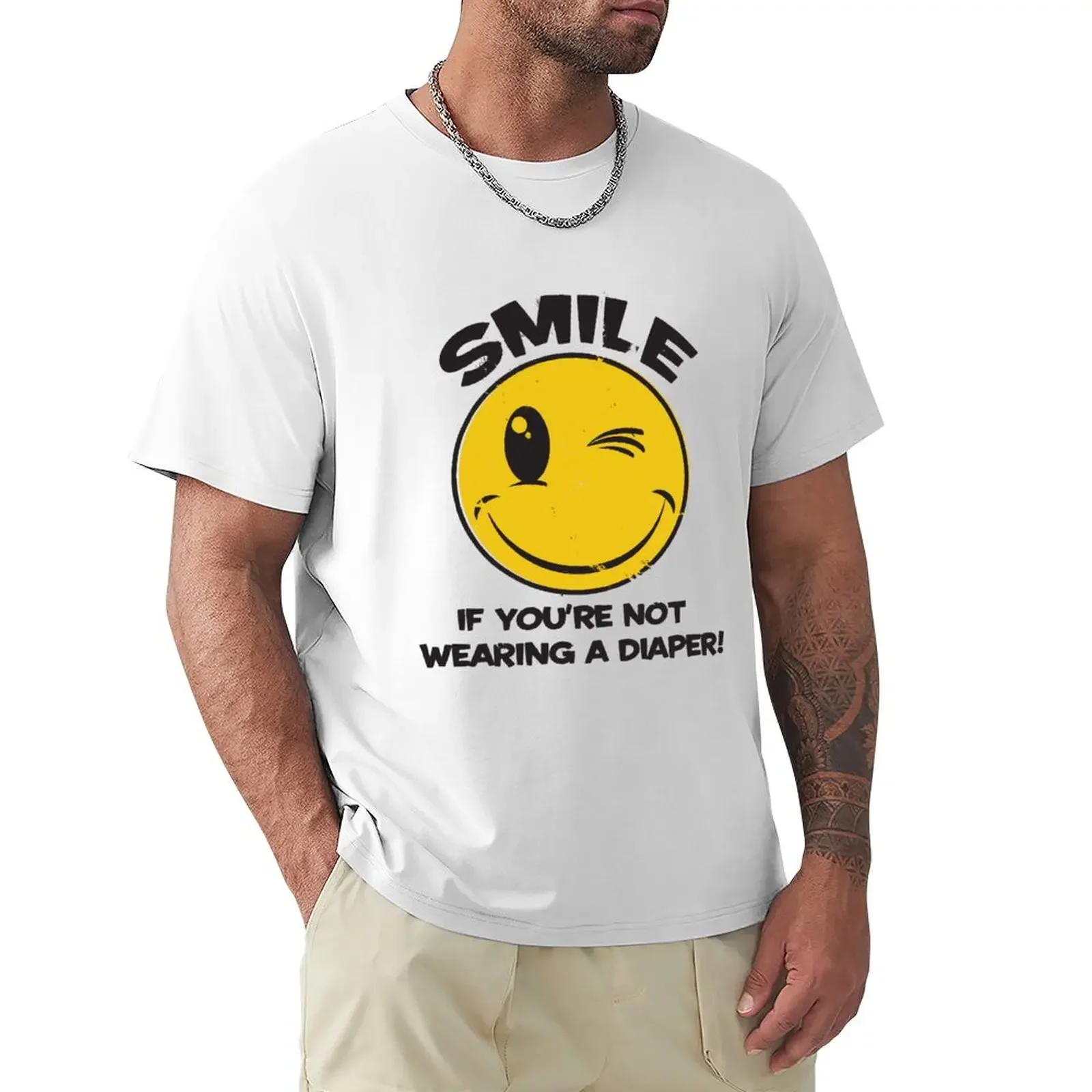 SMILE IF YOU ARE NOT WEARING A DIAPER T-Shirt for a boy aesthetic clothes mens graphic t-shirts pack