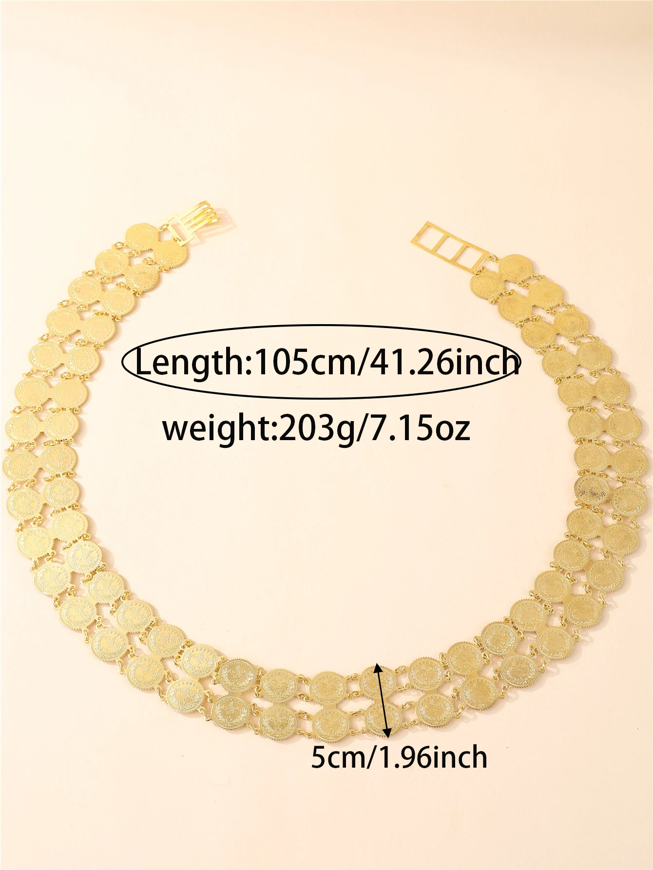 Arabische Damen-Münzen-Design-Taillenkette, luxuriöser Vintage-Stil, verstellbar für Hochzeit, Party, Festival – Detail 6