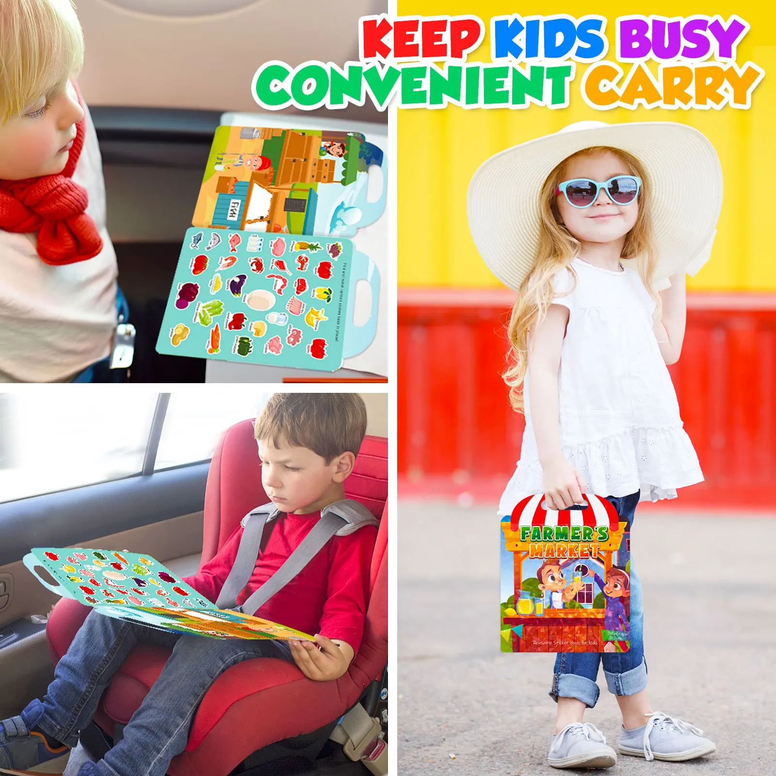 ملصقات جيلي على شكل سوق المزارع ألعاب للأطفال الصغار في مرحلة ما قبل المدرسة التعليمية الإنجليزية الإبداعية القابلة لإعادة الاستخدام ملصق يدوي الصنع كتاب مشغول