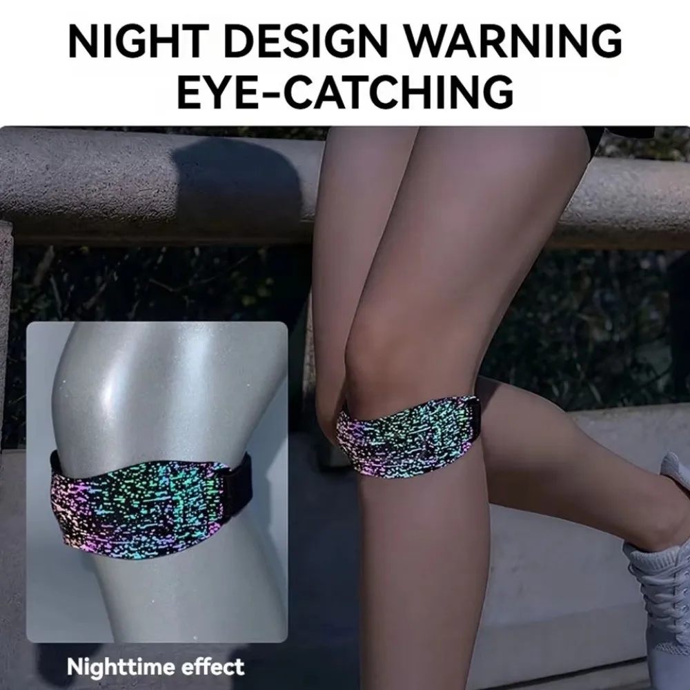 Shock-absorbing Sports Patella Brace Non-Slip Adjustable Strap Knee Support Pad Reflective Patella Protector Knee Strap