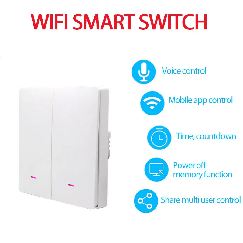 Tuya WiFi สมาร์ทสวิทช์ 1/2/3 GANG EU 10A ไร้สาย PUSH ปุ่มฉาก Wall Light สวิทช์จับเวลา Smart Life สําหรับ Alexa Home