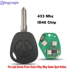 jingyuqin 2023 New Arrival 3 Buttons Remote Car Key 433 MHZ ID46 Chip For Lada Granta Priora Vesta X-Ray XRay Sedan Sport Kalina