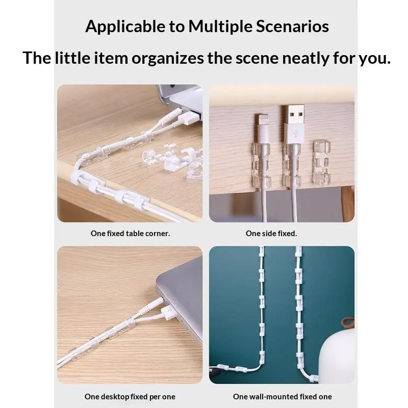 20Pcs Clear Adhesive Cable Clips Strong Stickiness Easy Install Home Office Desk Car Wire Management Organizer