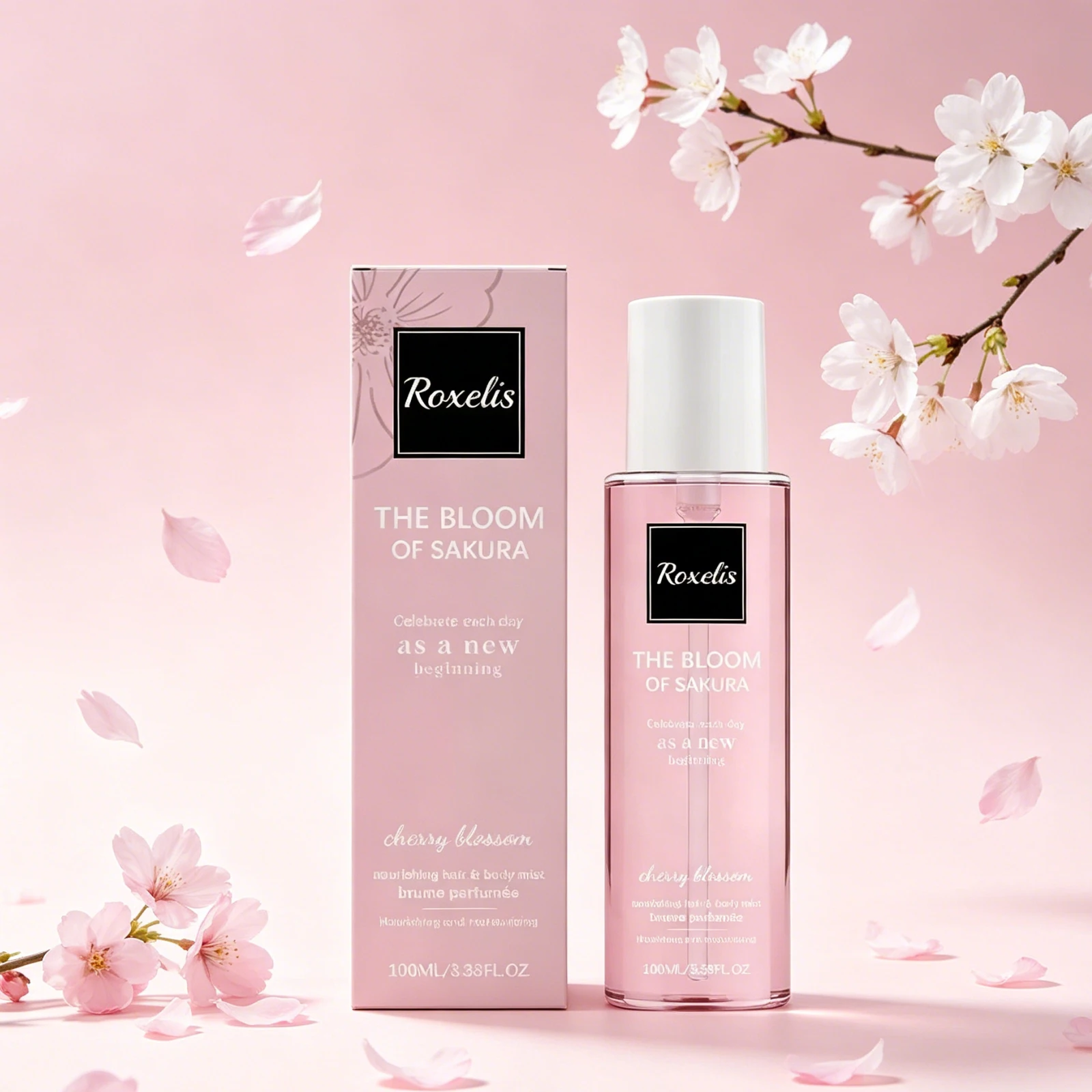 

Roxelis 100ml Sakura Body Fragrance Spray Soft, fresh hair, sakura fragrance, light fragrance lingering atmosphere fragrance