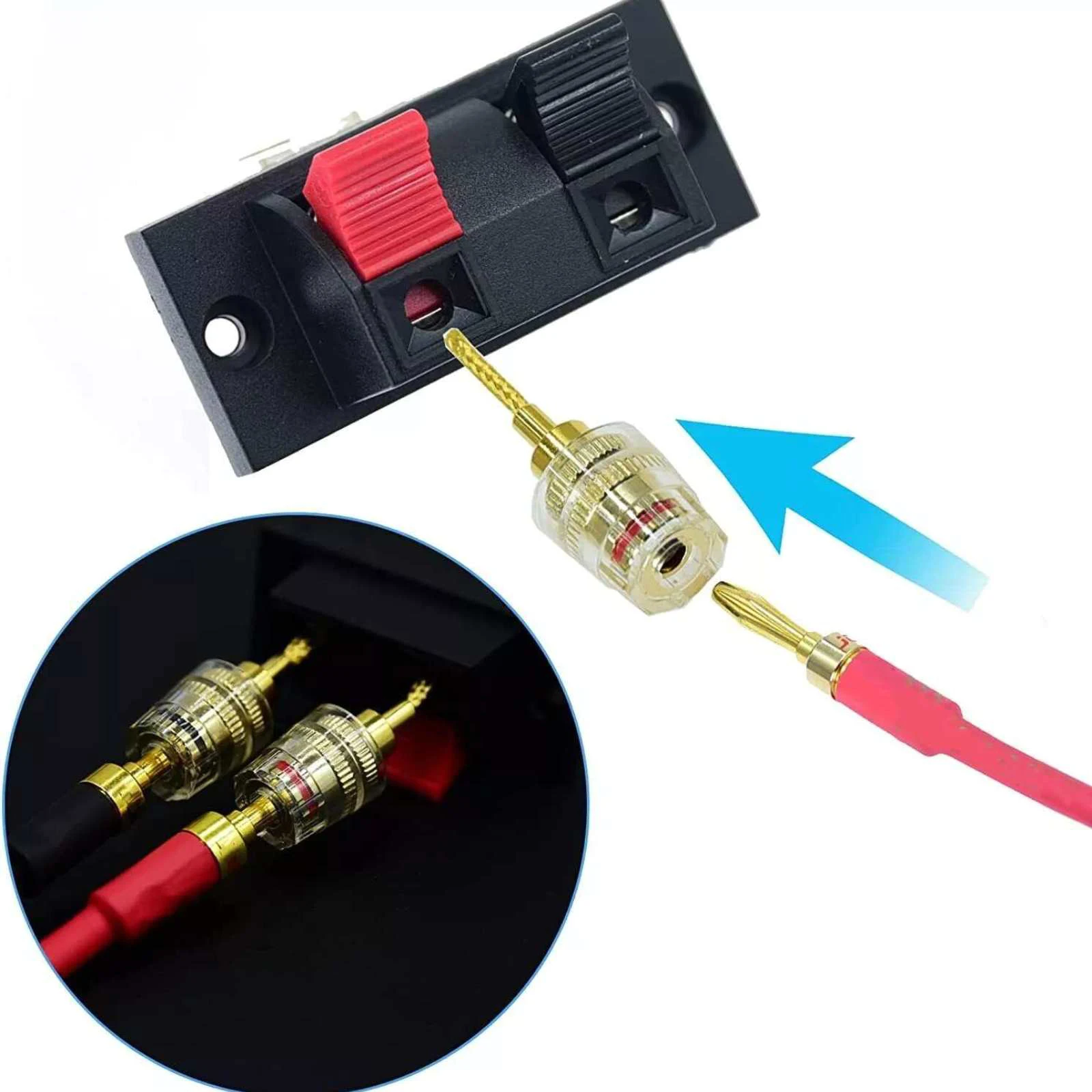 4 buah/Set 2mm Pin ke 4mm pisang perempuan OFC murni tembaga berlapis emas 24K steker kabel untuk HiFI DIY kawat konektor Speaker terminal