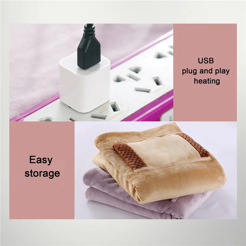 USB Electric Blanket Heater Bed Soft Thicker Warmer Machine Washable Thermostat Electric Heating Mat(Purple)