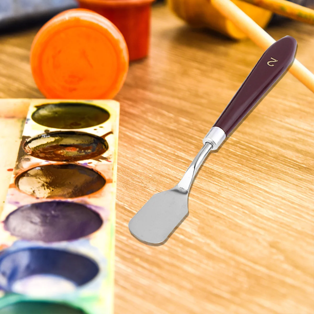 

10Pcs Paint Spatulas Stainless Steel Color Mixing Tool Set for Artists Durable Rustproof Various Blades Shapes