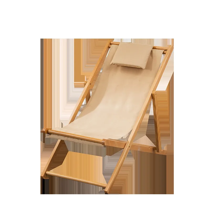 Outdoor solid wood beach chair pool bed and breakfast balcony camping Internet celebrity hotel decorative wooden deck