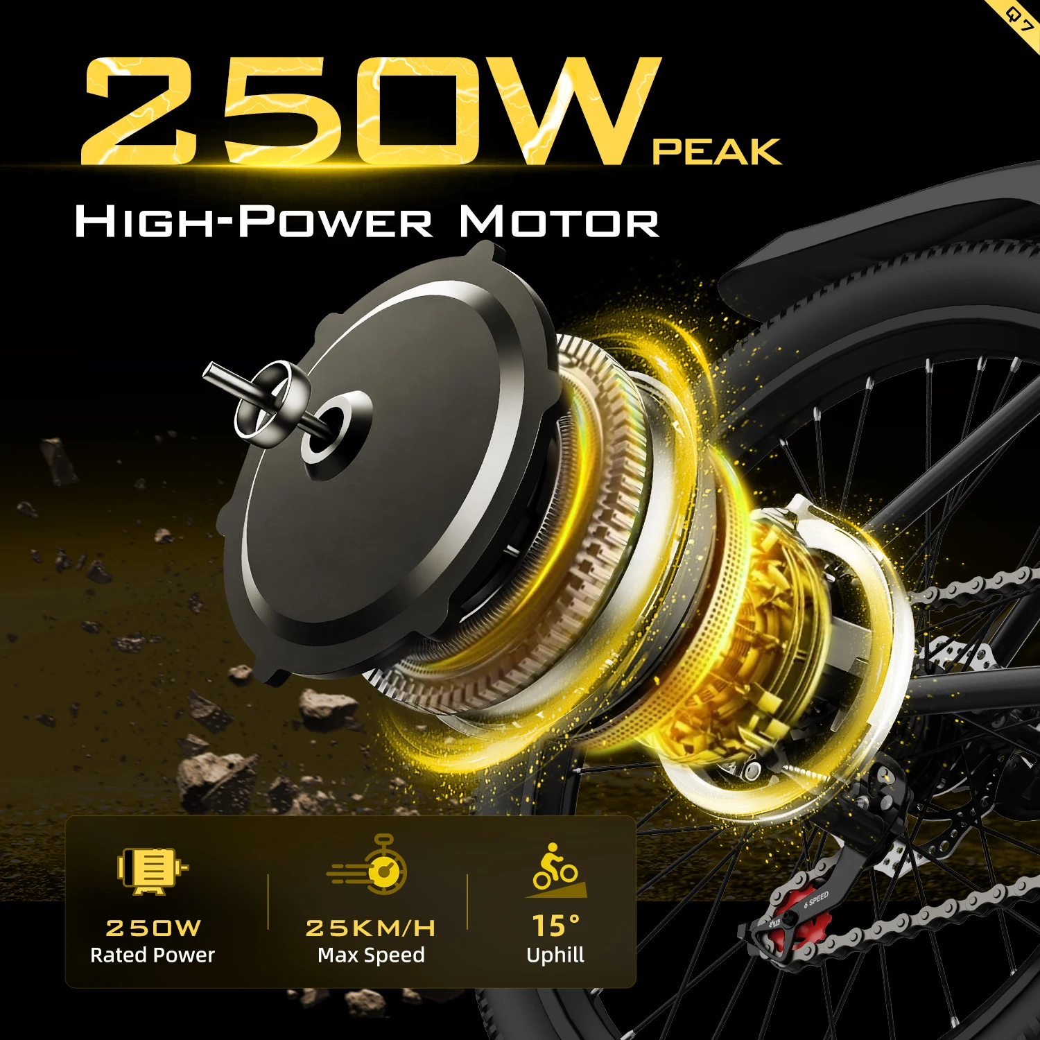 UNIBIKE Q7 الكبار ركاب دراجة كهربائية 250 واط 36V10AH بطارية جميع التضاريس Ebike على الطرق الوعرة 26 "الإطارات الرجال دراجة جبلية قوية #3