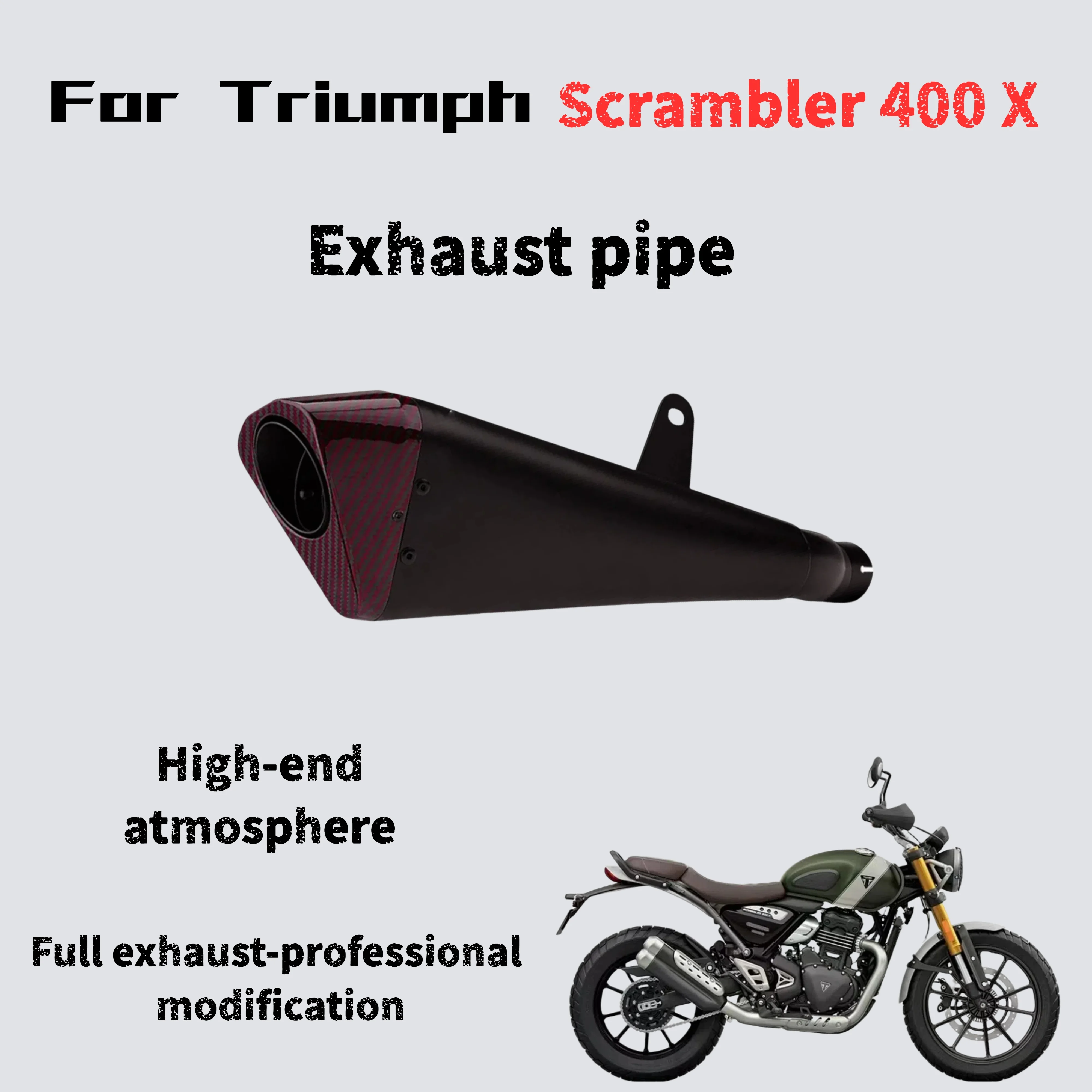 

Для модифицированной средней задней выхлопной трубы Triumph Scrambler400X, глубокий звук, богатый и мощный.
