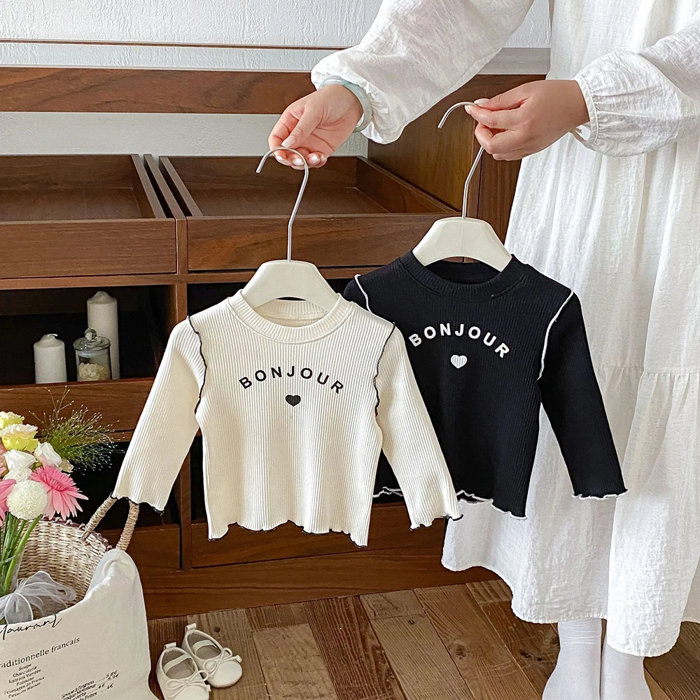 Autumn Baby Tee 6M-4T Letter Infant Undershirt Baby T-shirt Sweet Toddlers Clothes Tops Cute Girls Bottoming Shirt