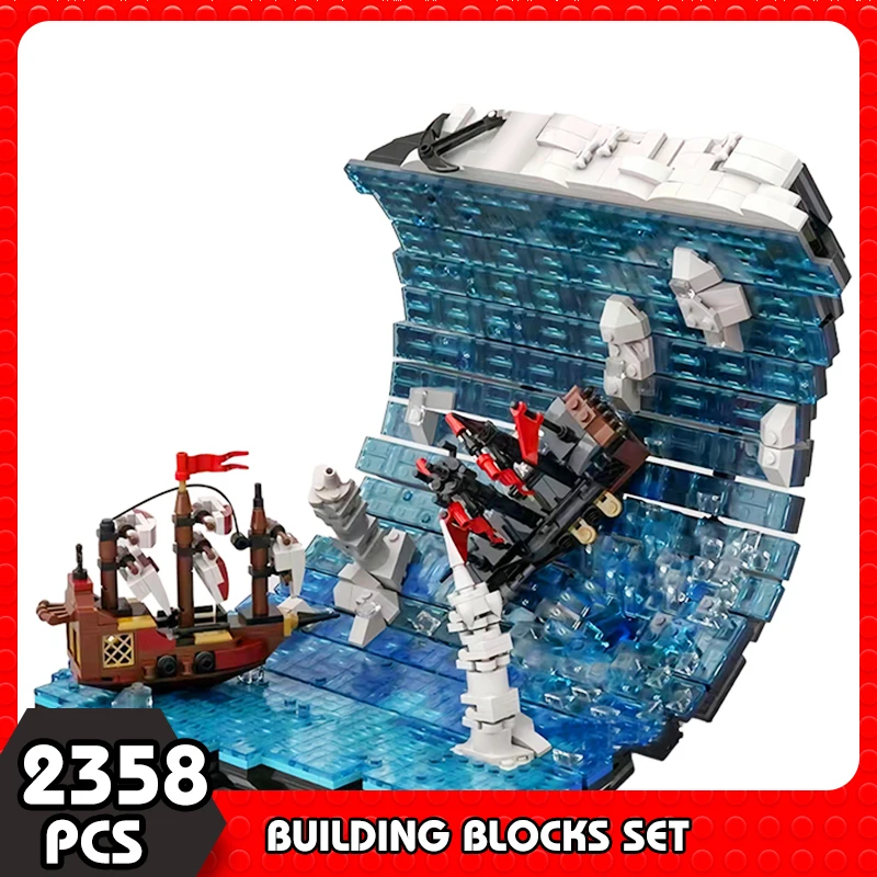 

MOC Land Ahoyed Creative The Great Wave of Kanagawa Building Blocks Ship At Ice Sea Sailing Boat Huge Bricks Model Toys for Kids