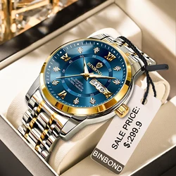 2024 New Luxury Man Wristwatch Waterproof Luminous Watch For Men Stainless Steel Men's Quartz Watches reloj hombre + Box Gift