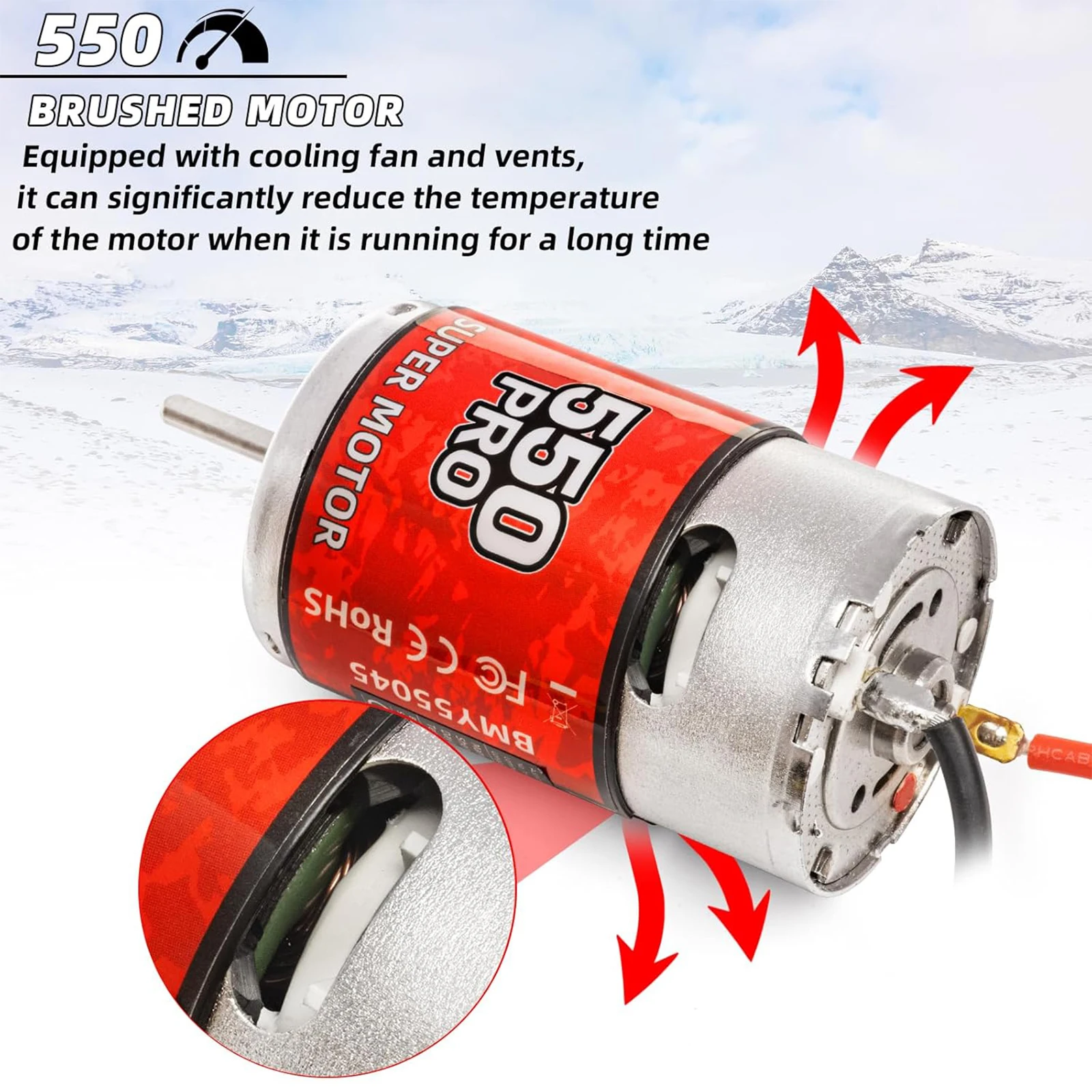 RCXAZ RC Waterproof 550 Low T Brushed Motor High Speed for RC Racing On-Road Drift Off-Road Truck Parts