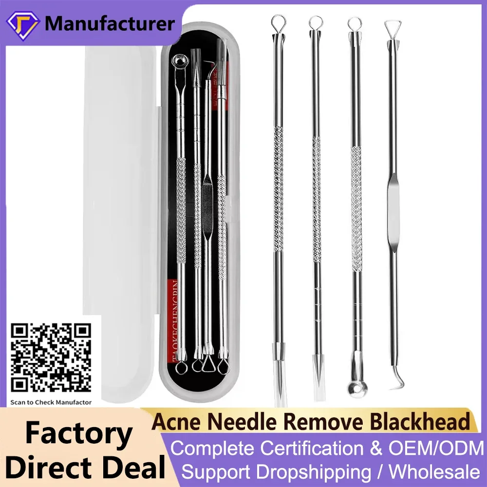 

Acne Needle Remove Blackhead Blemish Pimple Comedone 4pcs/Set Double-ended Stainless Steel Facial Cleaning Skin Care