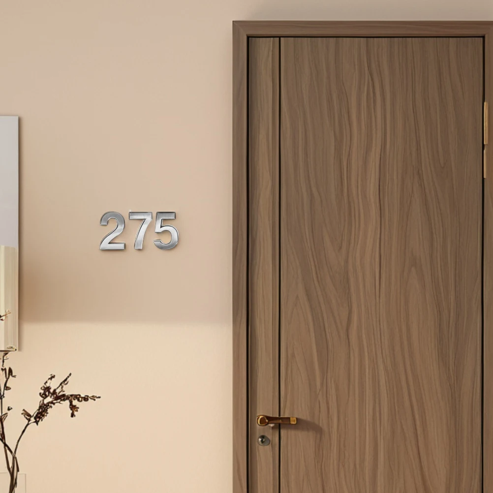 

10Pcs Modern 3D Grey Numbers for Mailbox Front Door Room Office Address Sign Self Adhesive Number Stickers Exterior Use