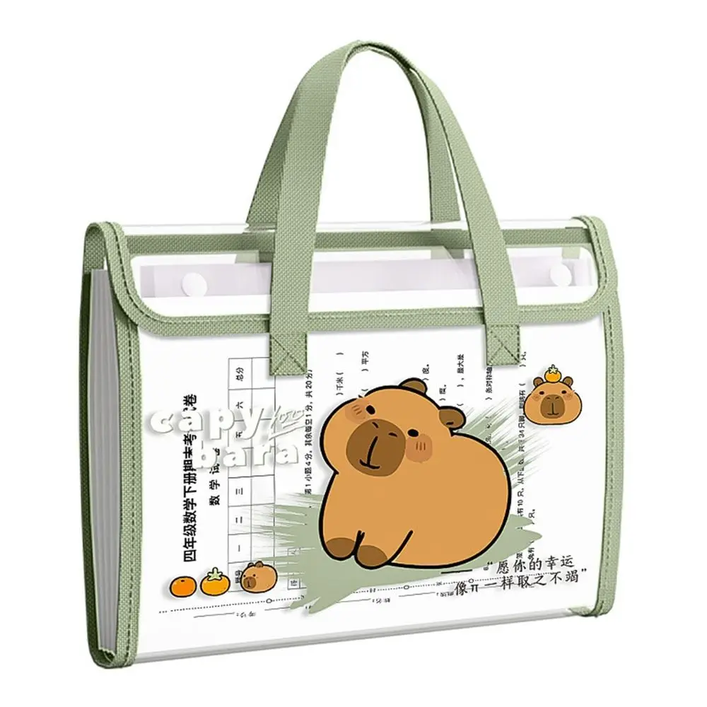 

13 Pockets Capybara Expanding File Bag Large Capacity Transparent Test Paper Storage Bag Cute Waterproof A4 File Folder Gifts
